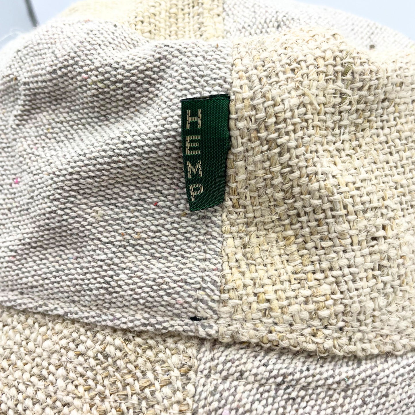 Sombrero boho chic de cáñamo y algodón con parches - Natural