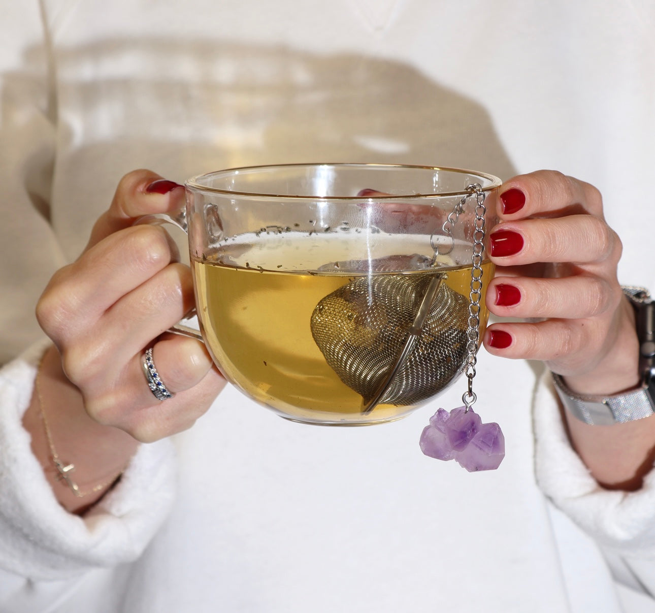 Colador de té con Racimo de amatista.