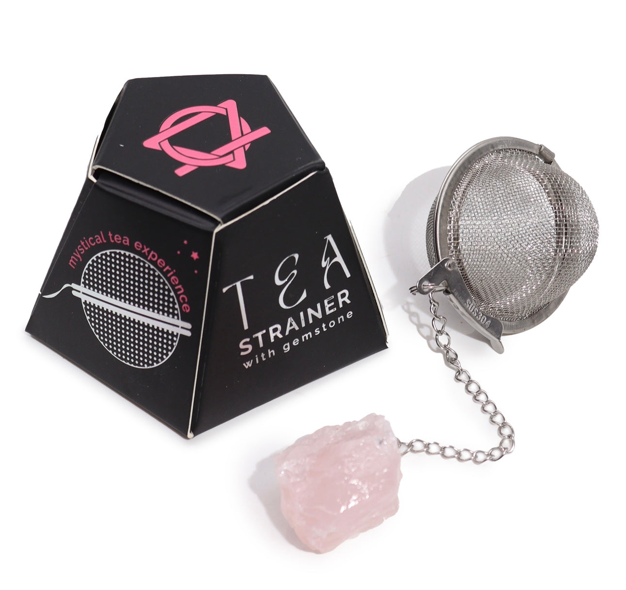 Colador para el té con cuarzo rosa