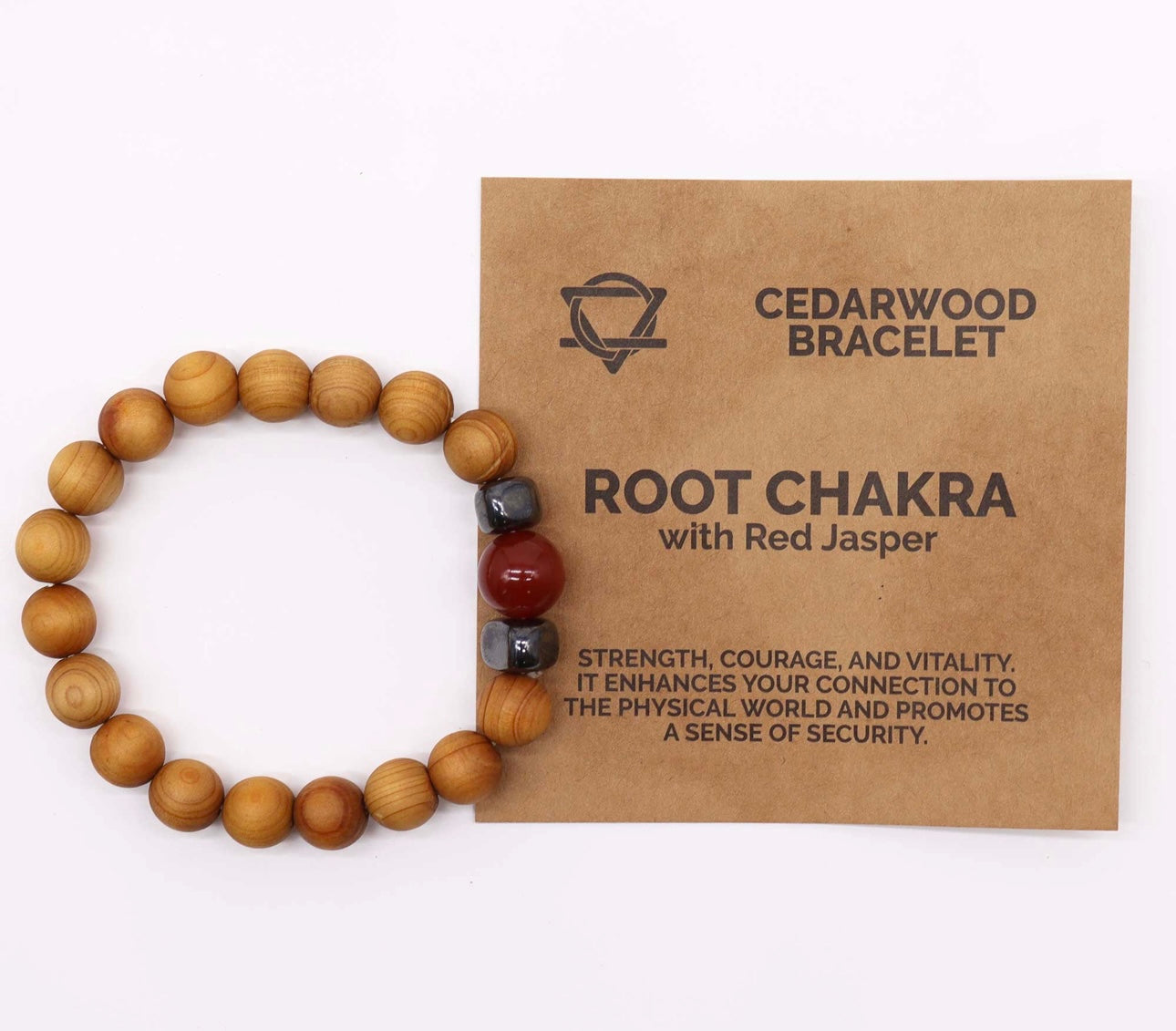 Pulsera de cedro y jaspe rojo (chakra raíz)