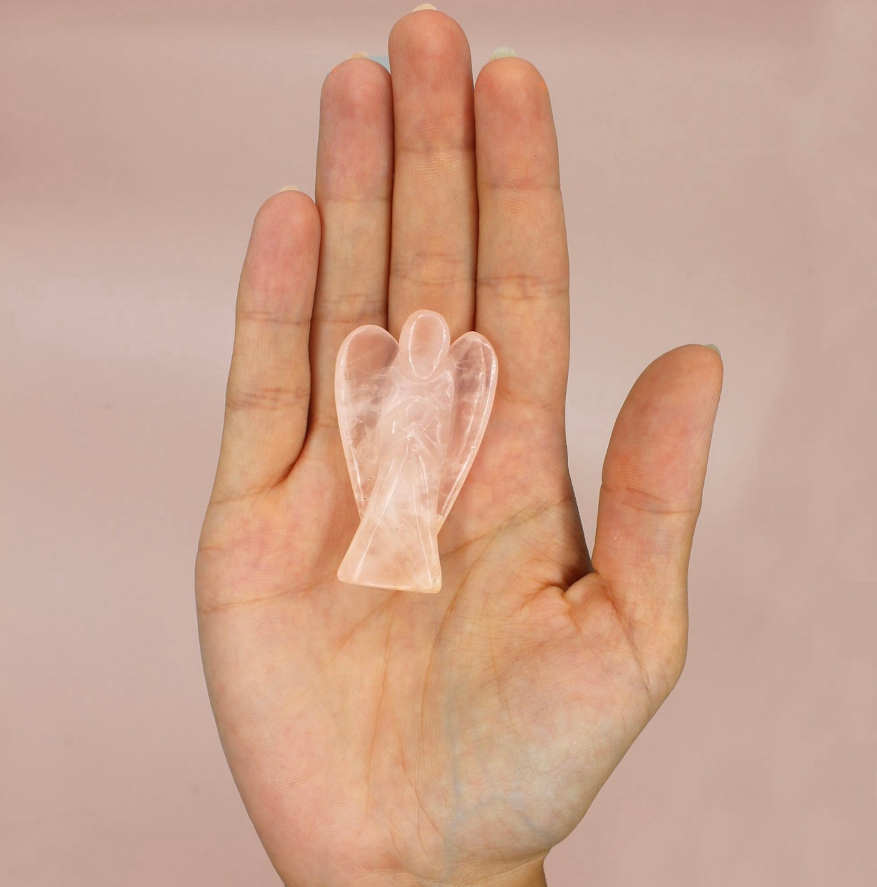 Ángel de cuarzo rosa tallado a mano (5cm)