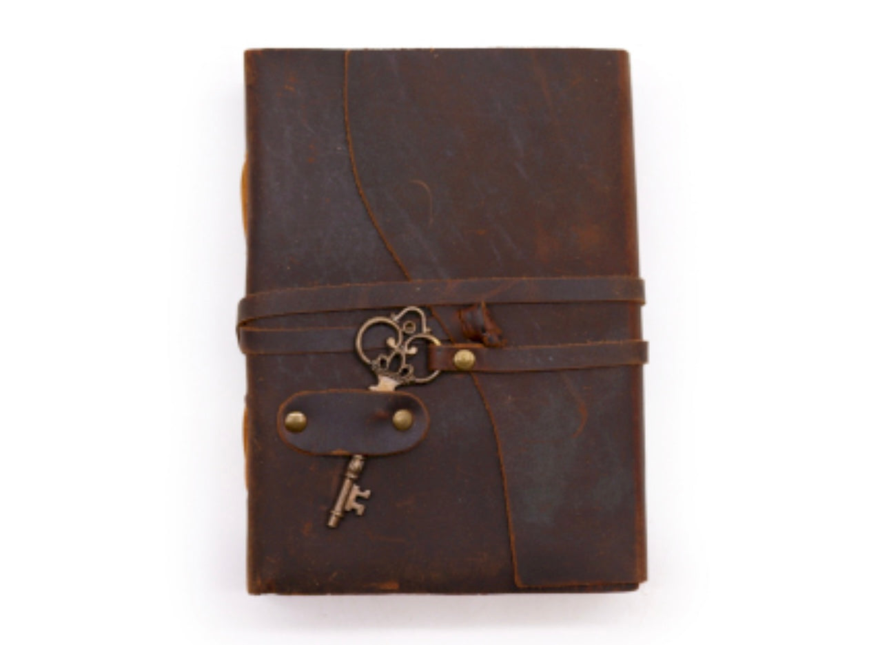 Cuaderno de cuero curtido y llave-200 páginas (13x18cm)