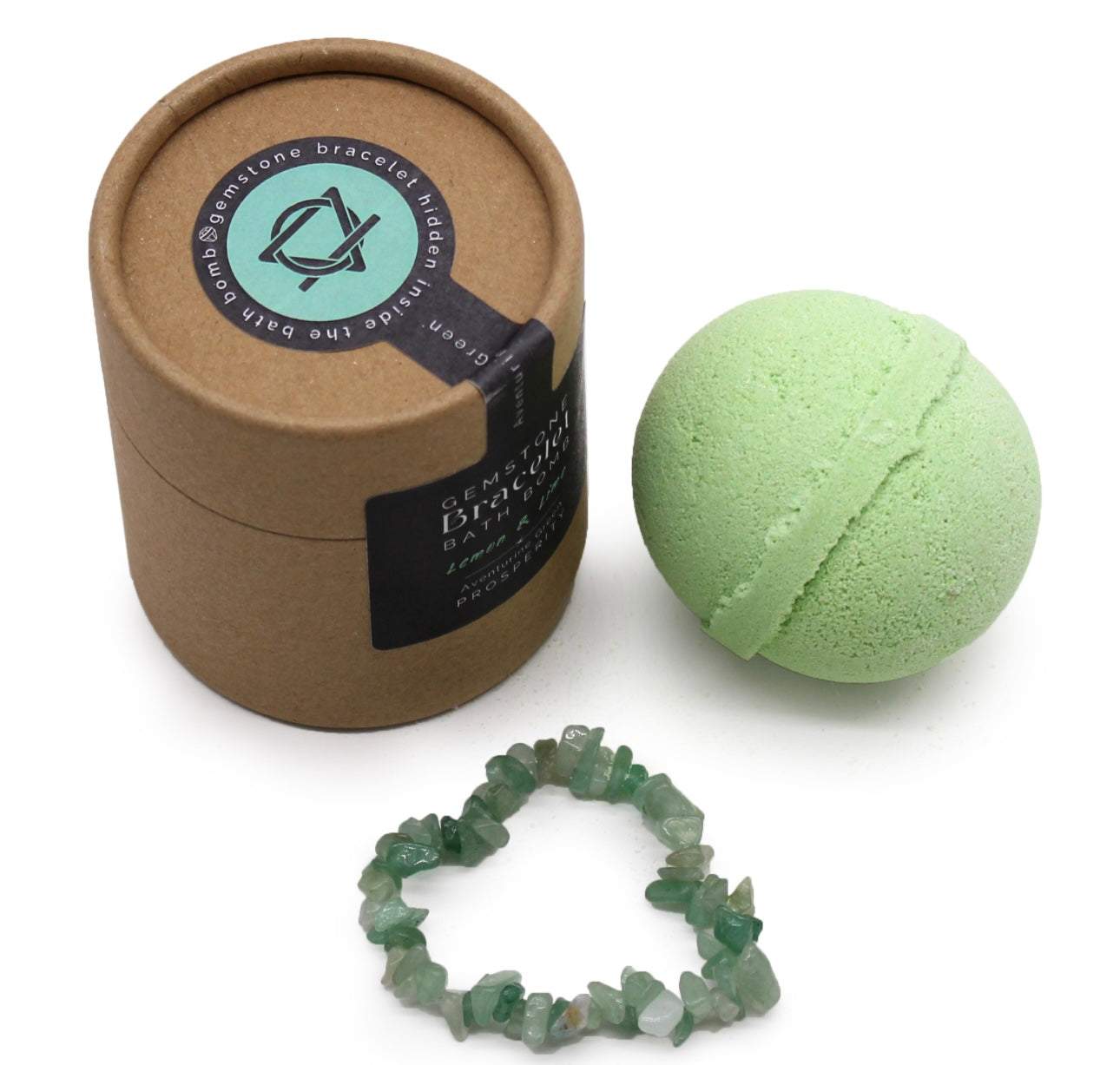 Bomba de baño de Limón y Lima/pulsera Aventurina. PROSPERIDAD.