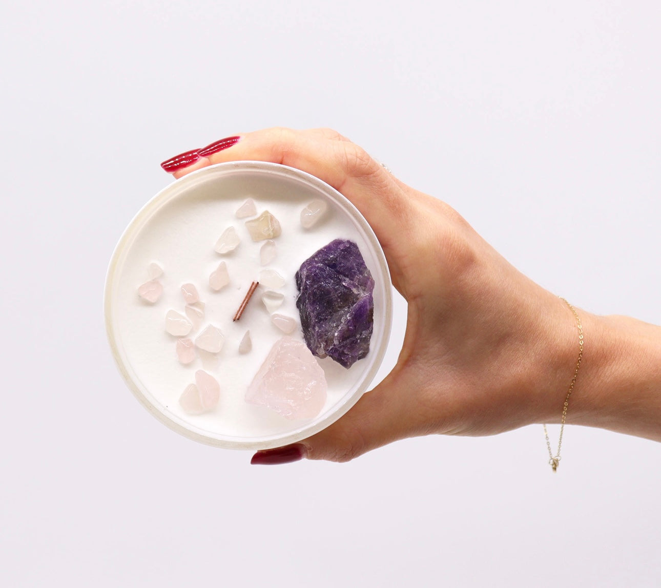Vela con gemas. Chakra tercer ojo