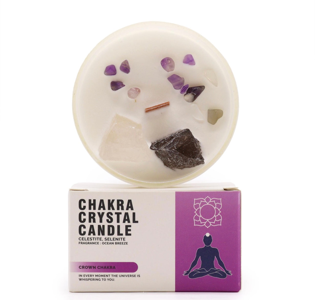 Vela con gemas. Chakra corona