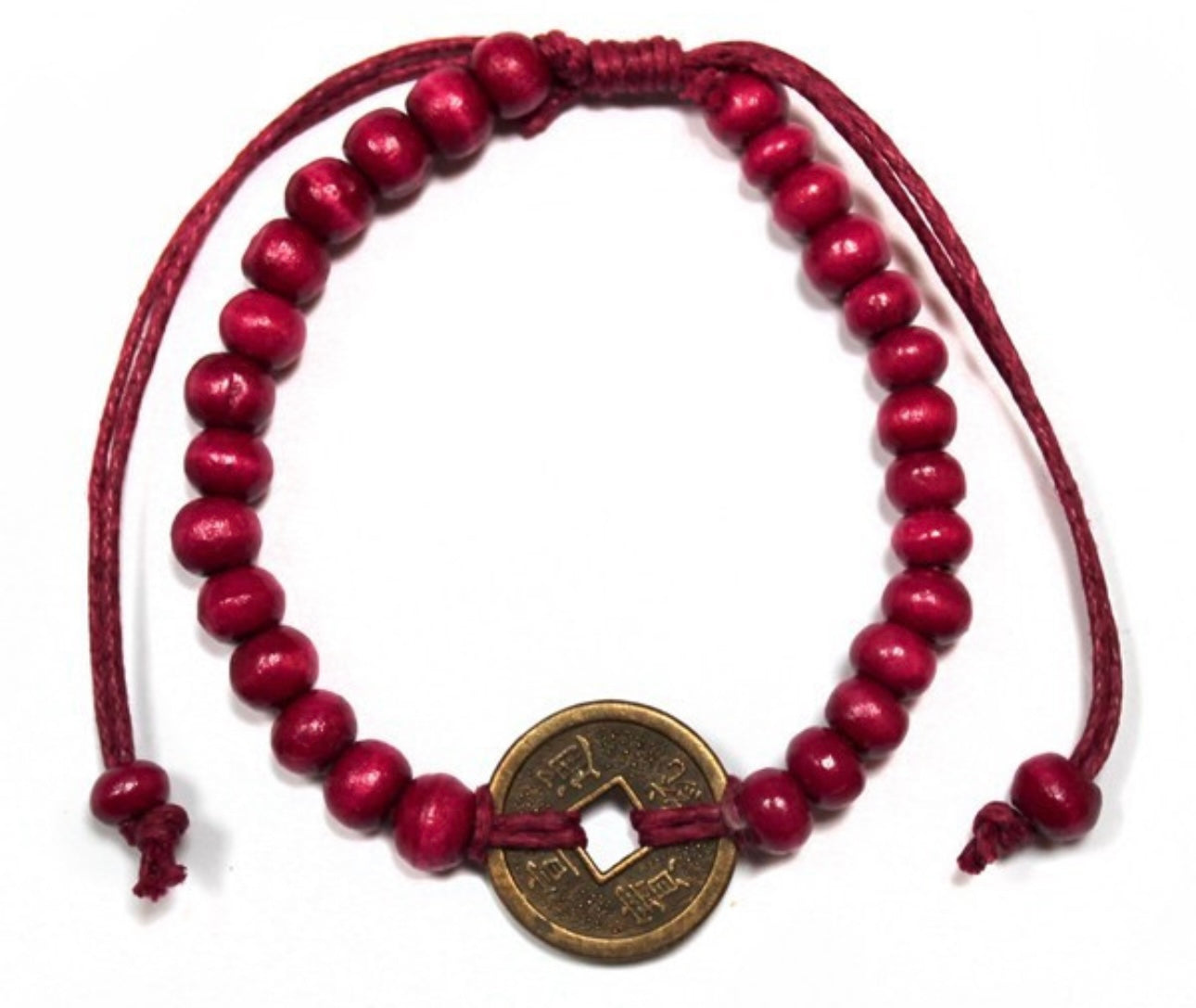 Pulsera Feng Shui de cuentas de madera/roja