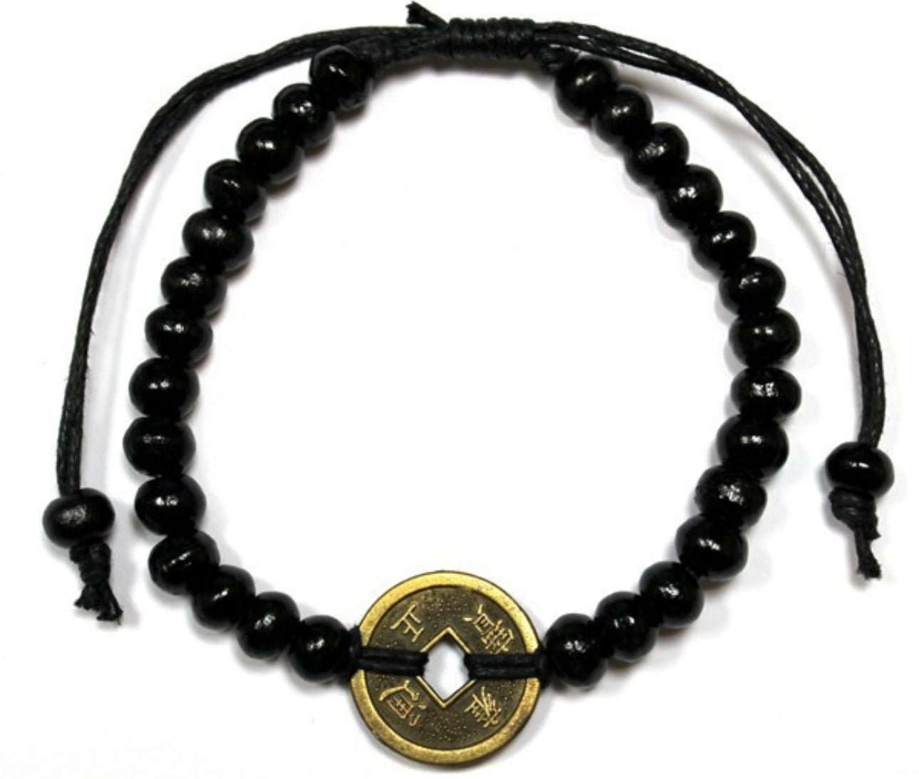 Pulsera Feng Shui de cuentas de madera/negra