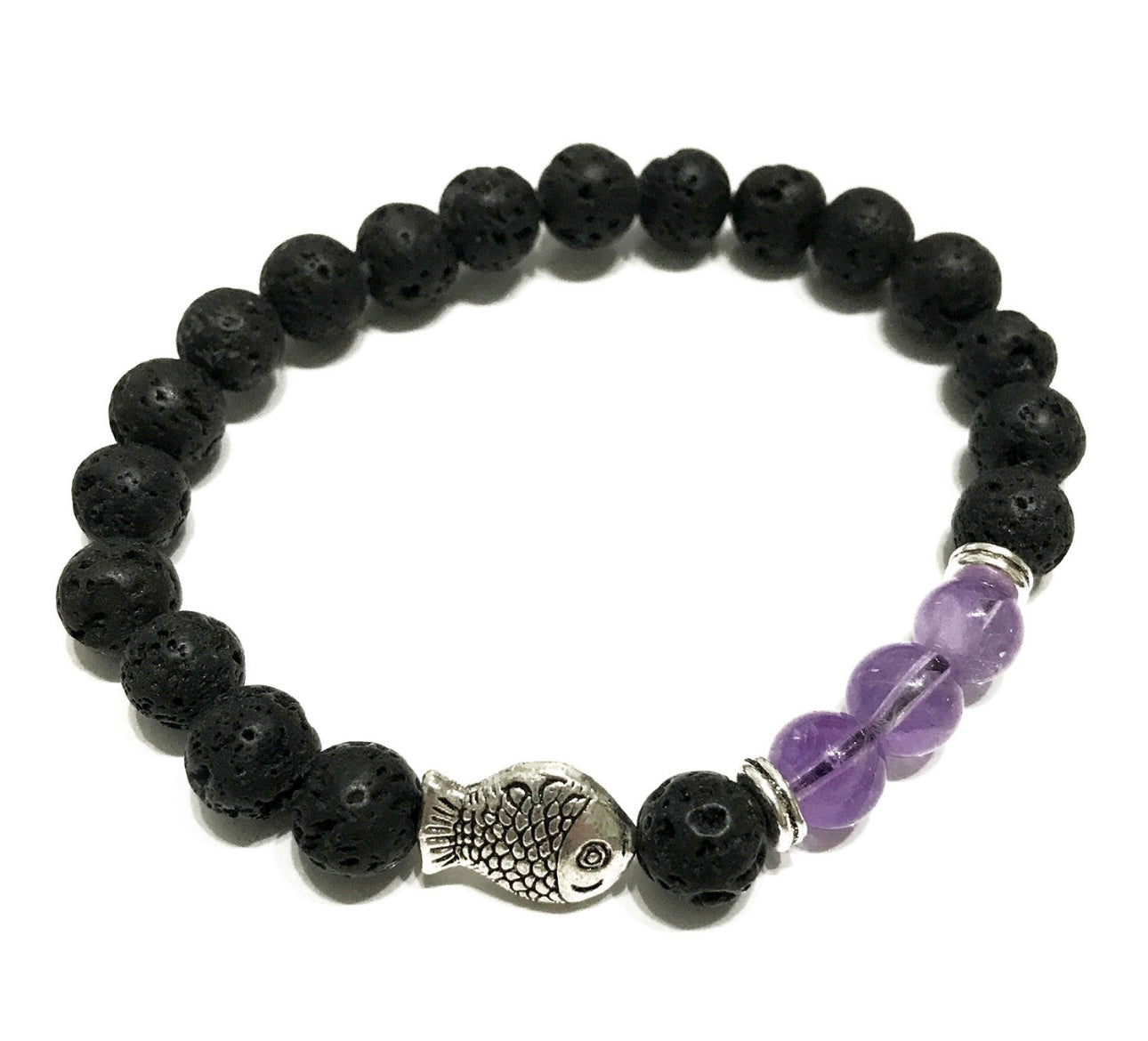 Pulsera de Piedra de Lava - Pececito - Amatista