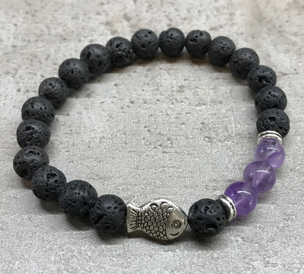 Pulsera de Piedra de Lava - Pececito - Amatista