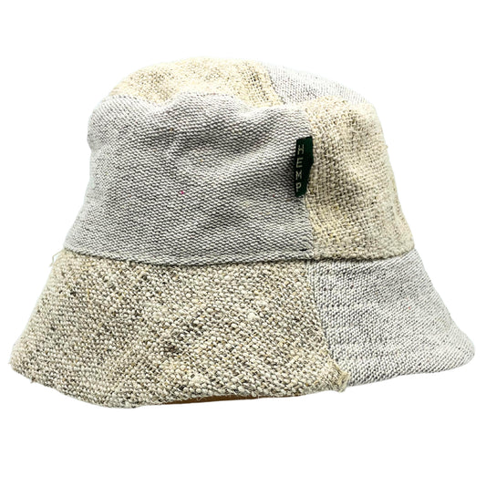 Sombrero boho chic de cáñamo y algodón con parches - Natural