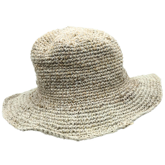 Sombrero boho chic de cáñamo y algodón tejido a mano - Natural