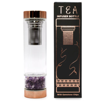 Botella de cristal para té y elixir de amatista