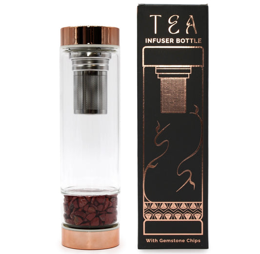 Botella de cristal para té con Jaspe Rojo