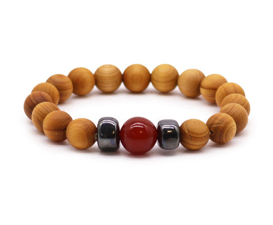 Pulsera de cedro y jaspe rojo (chakra raíz)