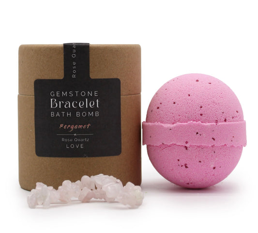 Bomba de baño de Bergamota con pulsera de cuarzo rosa. AMOR