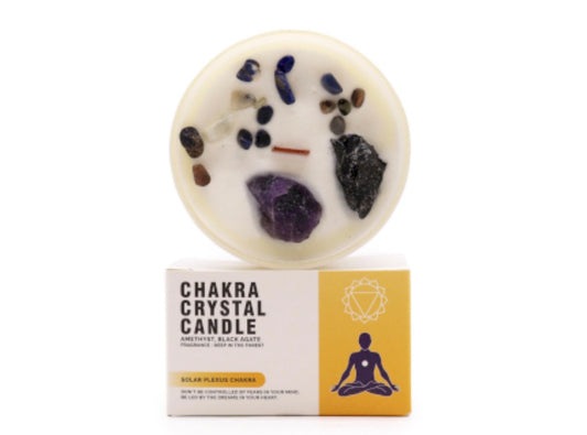 Vela con gemas. Chakra plexo solar