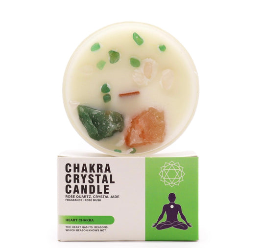 Vela con gemas. Chakra corazón