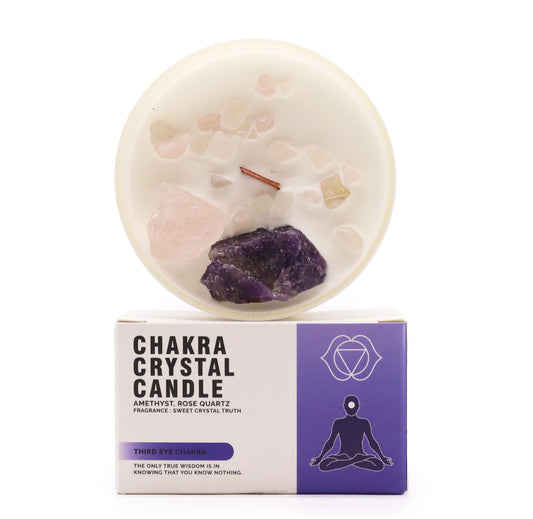 Vela con gemas. Chakra tercer ojo