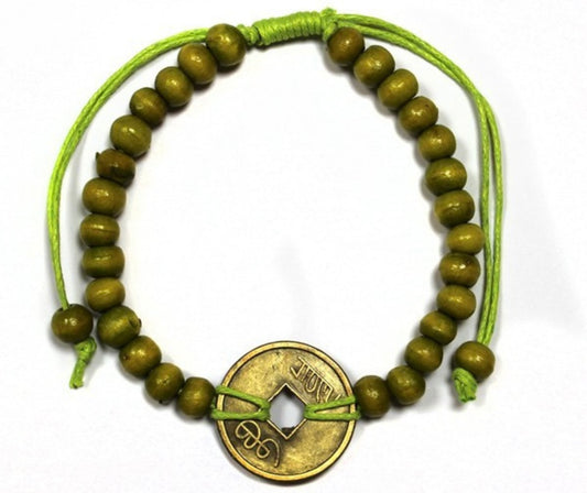 Pulsera Feng Shui de cuentas de madera/Verde
