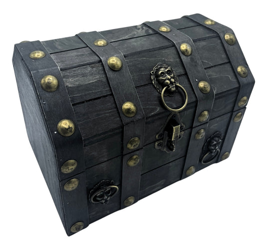 Baúl de madera envejecido/gris 21x 15,5x 16 cm