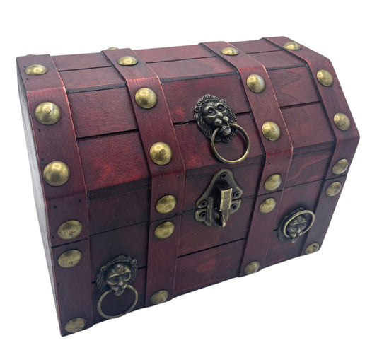 Baúl de madera envejecido/burdeos 21x 15,5x 16 cm