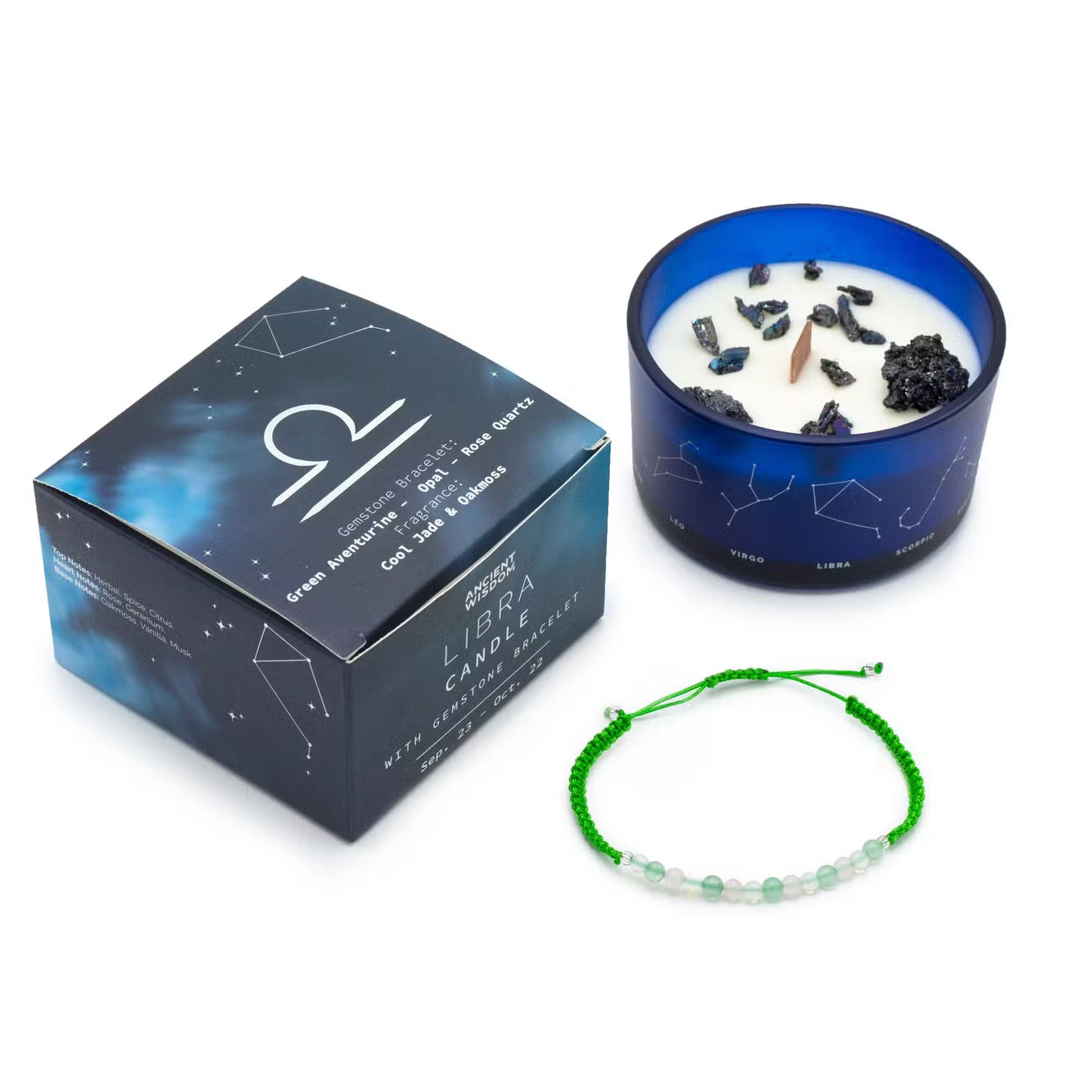Vela de cera de soja con pulsera - Libra